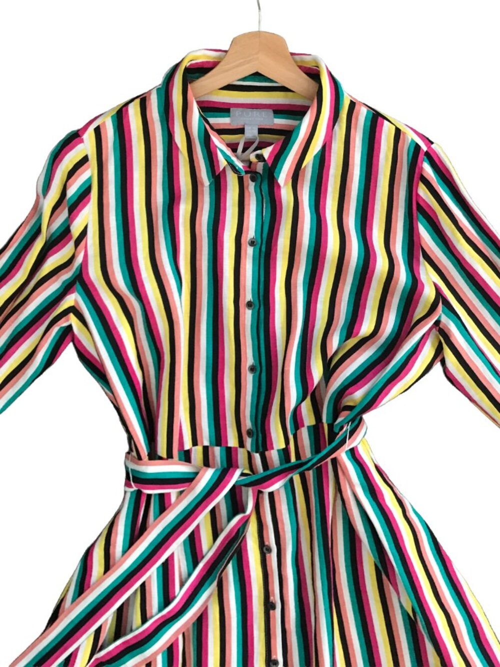 Pure Collection | Laundered Linen Shirt Dress | Bright Stripe | US Sz 12 | £120
